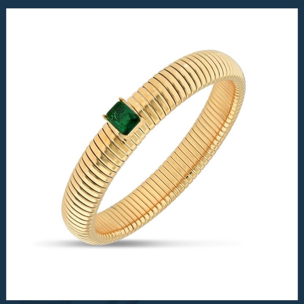NWT, Stauer Opulence DiamondAura Bangle (green)